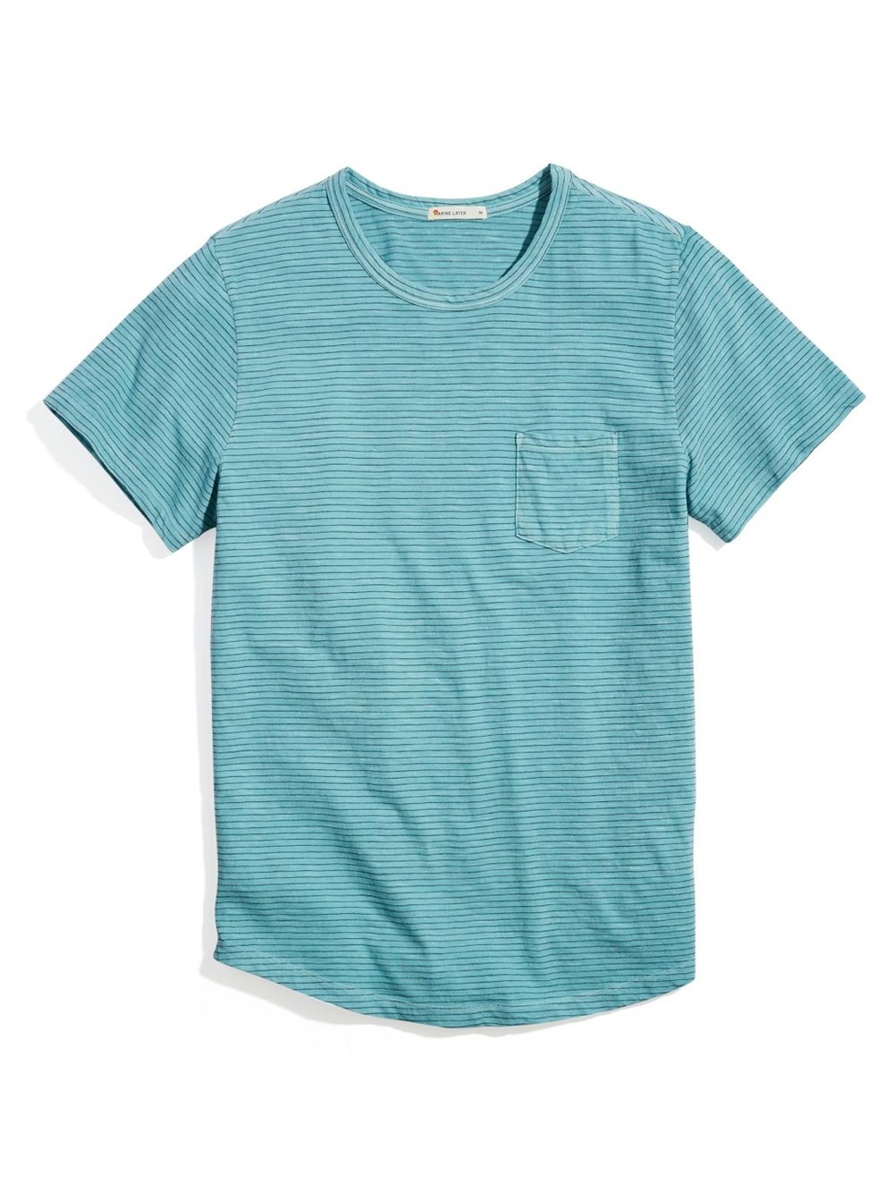 Marine Layer Striped T-Shirt Aqua Turquoise Blue Short Sleeve Size Large Coastal